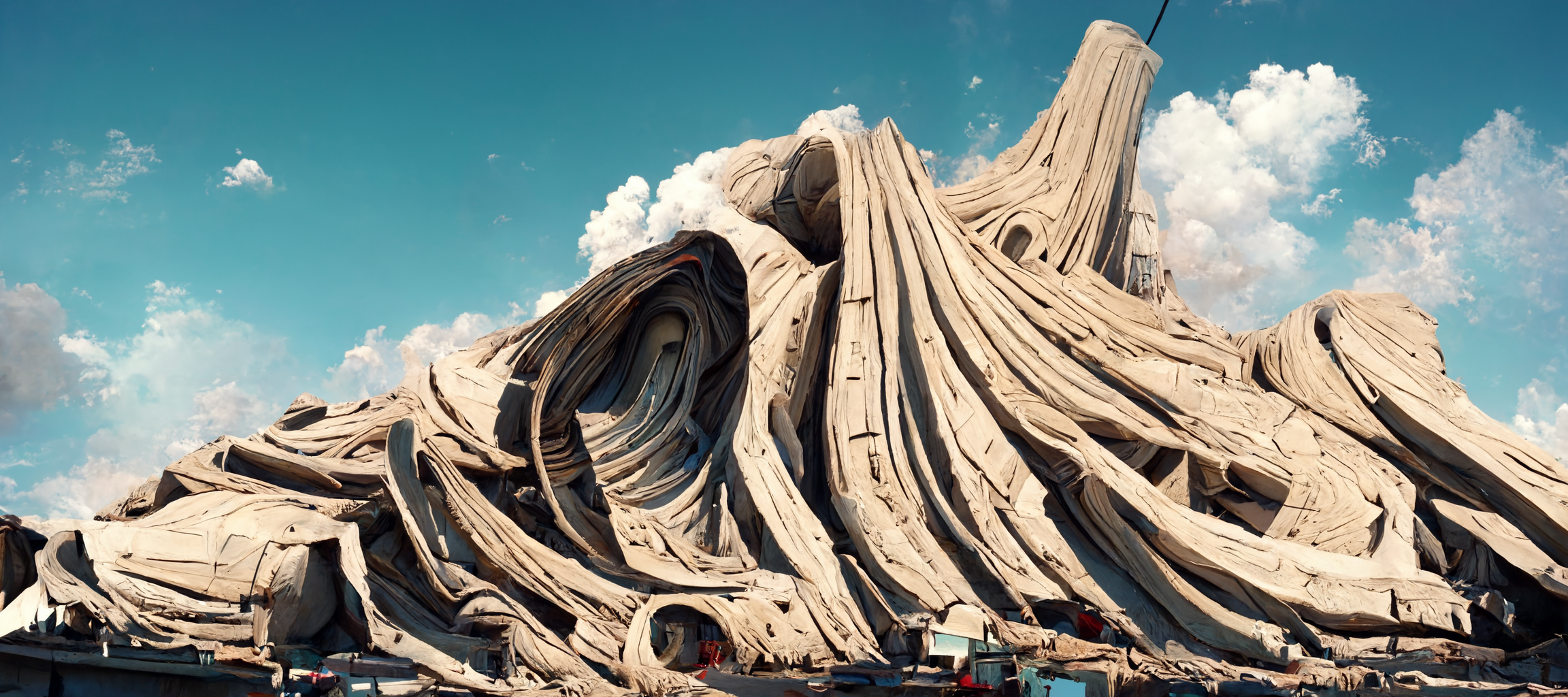 vibe_huge_pile_of_giant_sneakers_towering_over_a_town_photoreal_b91ad260-1fe6-4ff3-b660-3b7a98dd6fff
