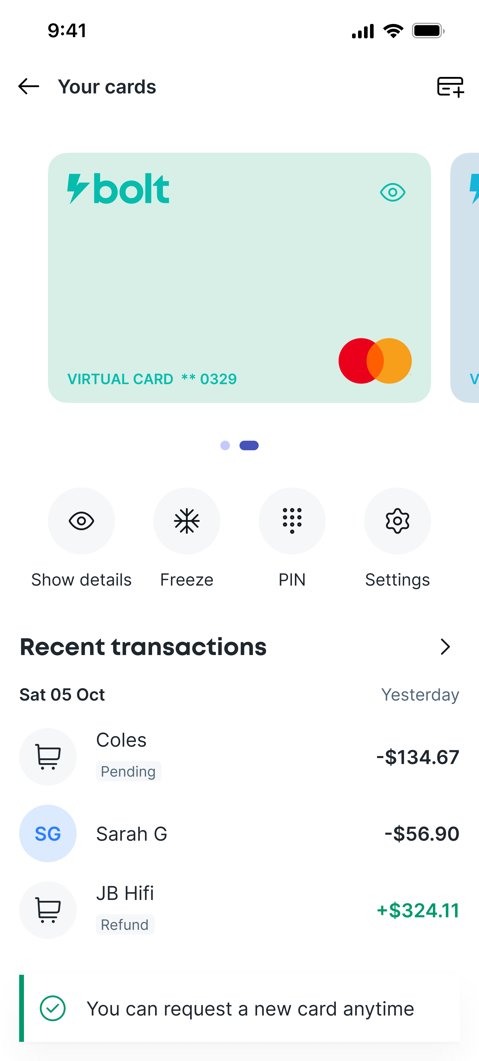 3.2.6 cards – PIN updated – toast