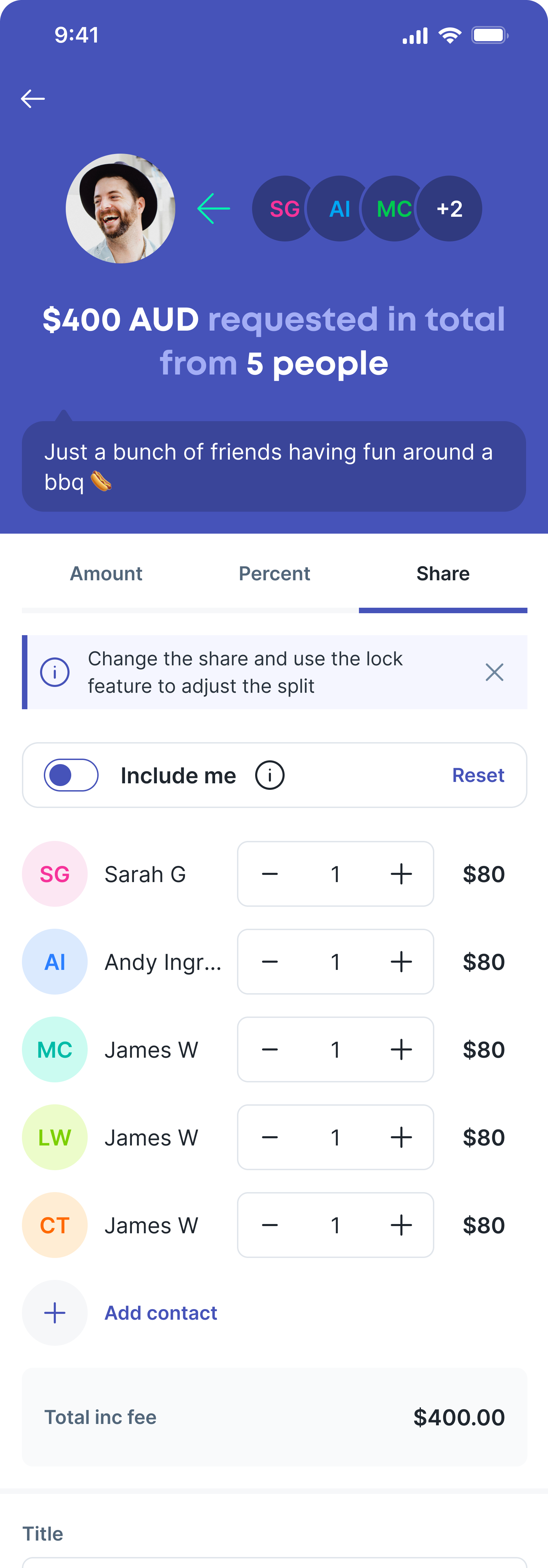 4.1.7.3 request summary – split – percentage