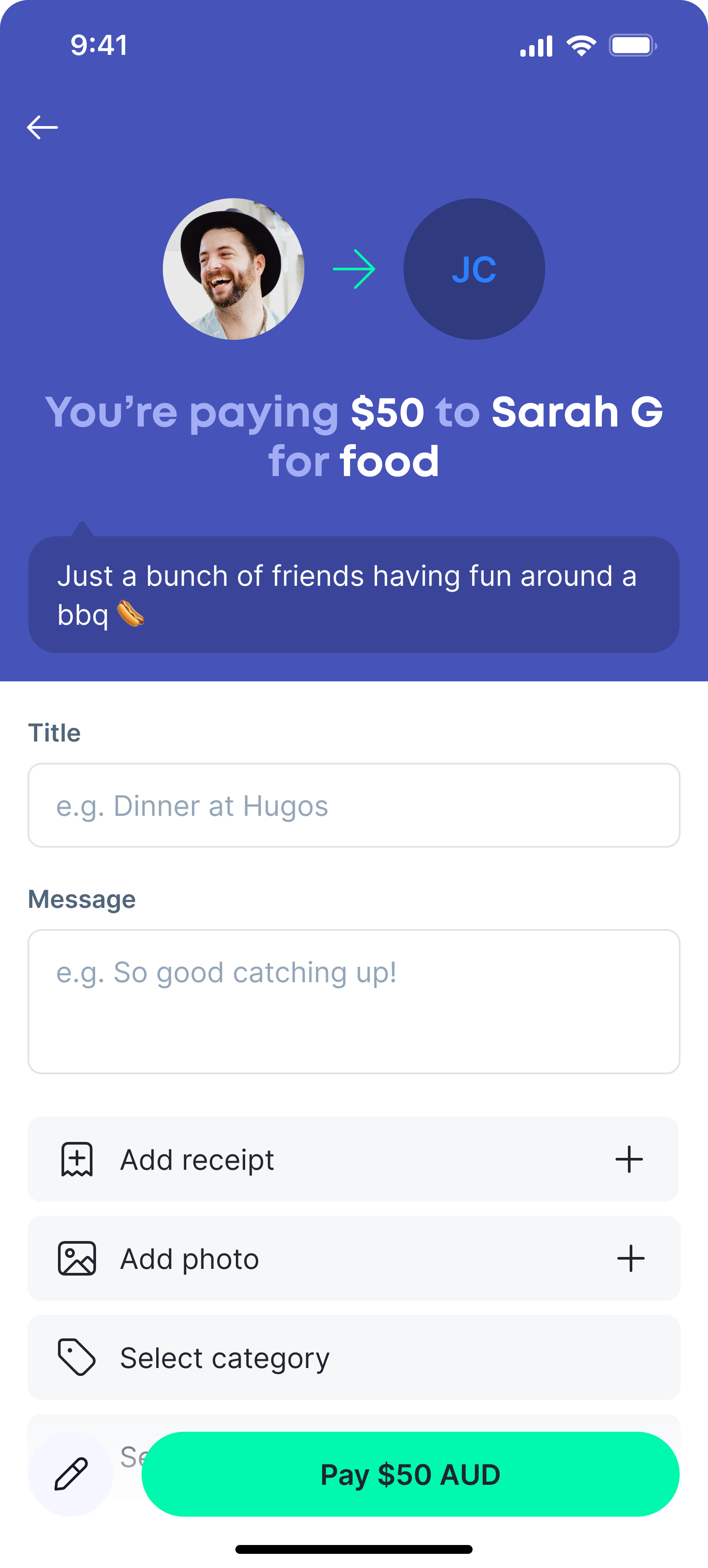 5.1.10.1 pay someone – on-platform – confirm – category