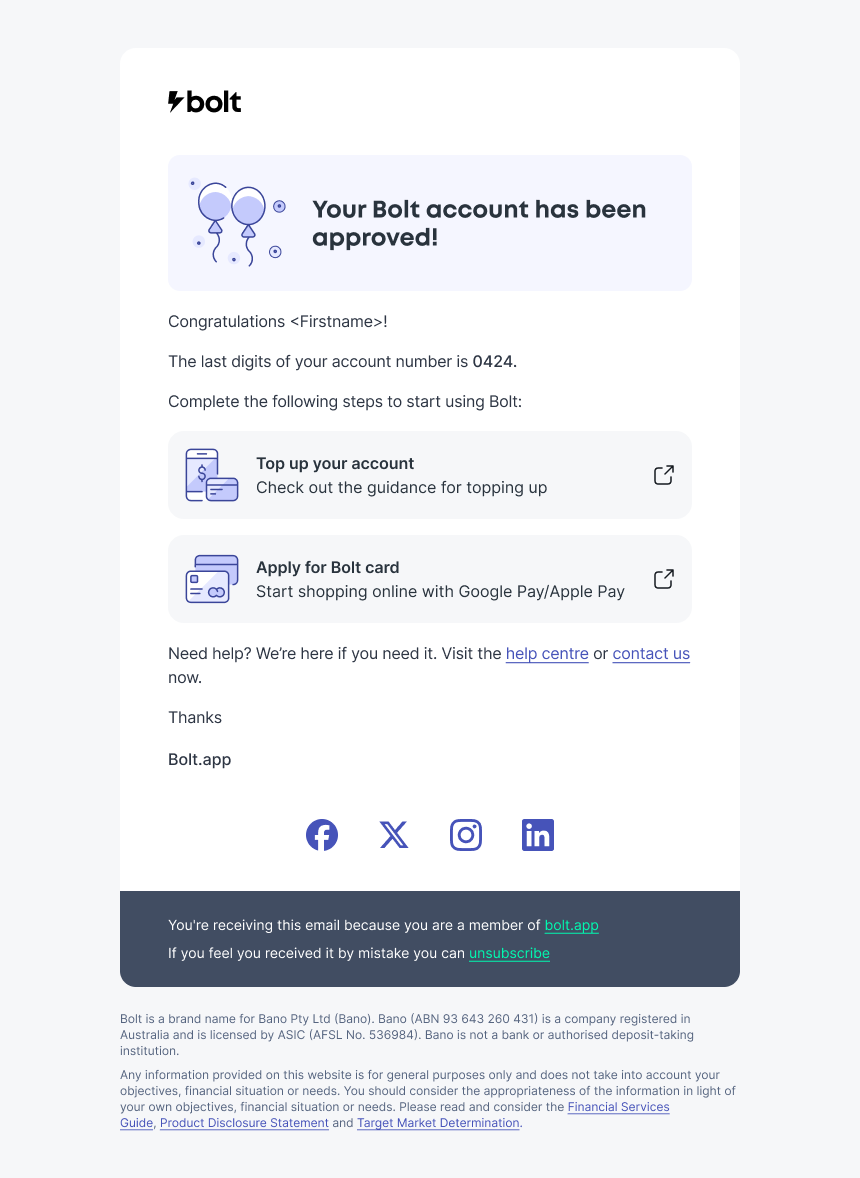 application successful – desktop