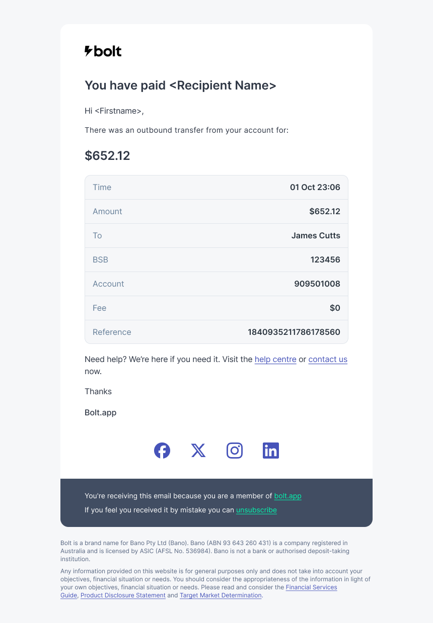 outbound transfer – BSB – desktop