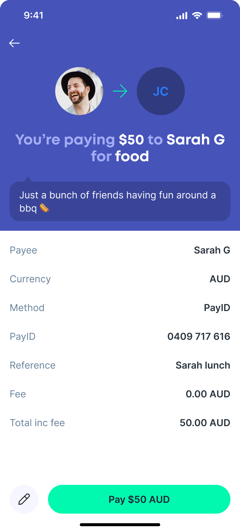 5.1.10.6 pay someone – payid – confirm