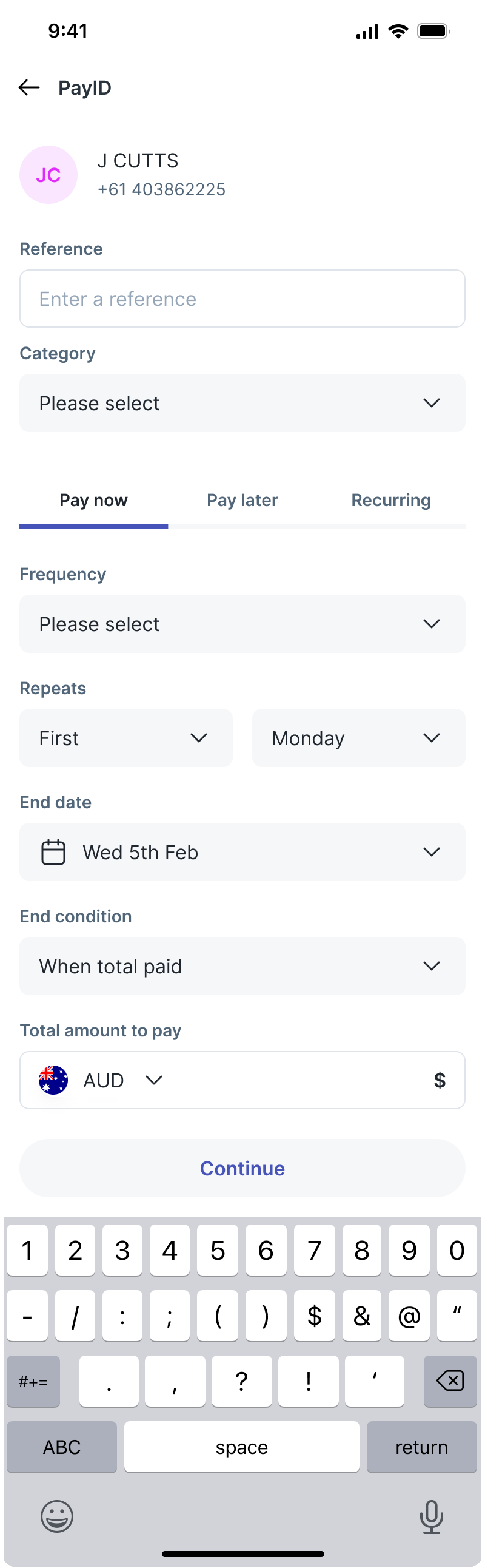 5.1.5.3 pay someone – payid – pay now