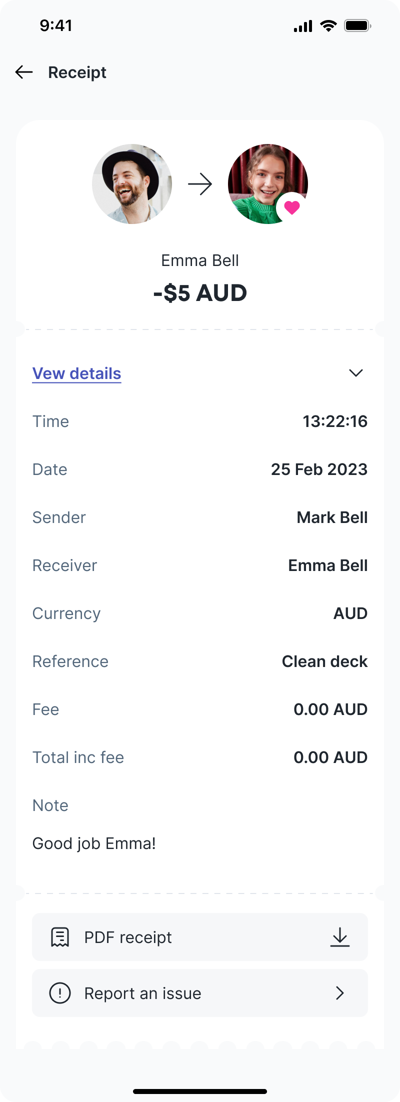 type=chore payment, direction=outgoing, entity=junior, status=paid
